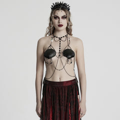 WS-775QTF Gothic Accessories Shell Bra Beaded Chain Crown Set