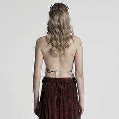 WS-775QTF Gothic Accessories Shell Bra Beaded Chain Crown Set