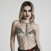 WS-777QTF Punk Accessories Metallic Chain Bra Top Festival Wear