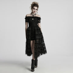 WS-781LHF Gothic Accessories Black Beaded Choker Necklace with Cross Pendant