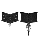 WS-782YDM Vegan Leather Punk Corset Lace Up Studded Waist Cincher