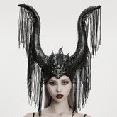 WS-792FSF Gothic Accessories Horned Headdress with Chain Fringe Details