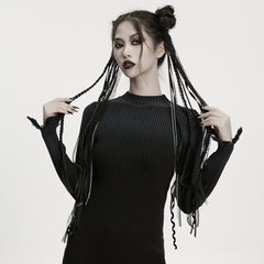 WS-801FSF Gothic Accessories Black Lace Ribbon Hair Extension Clip