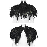 WS-807QTF Gothic Accessories Feathered Black Capelet Collar Choker Shoulder Cover
