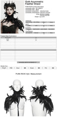 WS-808QTF Gothic Accessories Feathered Neckpiece Dramatic Black Costume Collar