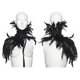 WS-808QTF Gothic Accessories Feathered Neckpiece Dramatic Black Costume Collar