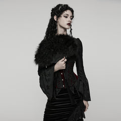 WS-812QTF Gothic Accessories Black Feather Fan with Elegant Tassel Design