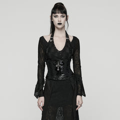 WS-815YDF Gothic Corset Black Lace-Up Patent Leather Waist Cincher