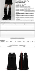 WS-826JTF Punk Accessories Black Furry Leg Warmers with Buckle Straps
