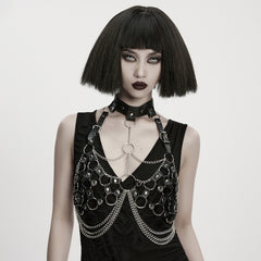 WS-849BDF Edgy Punk Corset Harness with Chains Rings Straps Choker