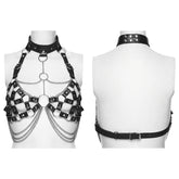 WS-849BDF Edgy Punk Corset Harness with Chains Rings Straps Choker