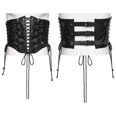 WS-852YDM Retro Gothic Punk Corset Belt with Straps and Lace-Up Design