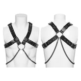 WS-854BDM Punk Accessories Leather Harness Rivet Studded Chain Straps