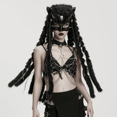 WS-865FSF Punk Accessories Masked Harness Outfit with Fur Dreads and Chains