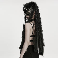 WS-865FSF Punk Accessories Masked Harness Outfit with Fur Dreads and Chains