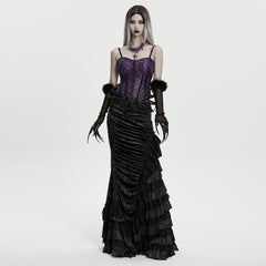 WS-866LHF Gothic Accessories Amethyst Crystal Cross Necklace Choker Elegant Statement