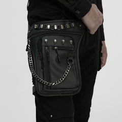 WS-868BB Edgy Skull Chain Thigh Bag Punk Accessories Black Holster