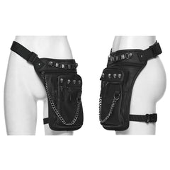 WS-868BB Edgy Skull Chain Thigh Bag Punk Accessories Black Holster