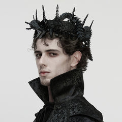 WS-871FSM Gothic Accessories Dragon Spike Crown Black Regal Headpiece