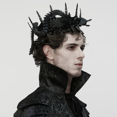 WS-871FSM Gothic Accessories Dragon Spike Crown Black Regal Headpiece