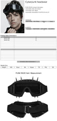 WS-876QT Punk Accessories Black Spiked Goggles Adjustable Strap Statement Eyewear