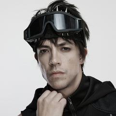 WS-876QT Punk Accessories Black Spiked Goggles Adjustable Strap Statement Eyewear