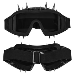 WS-876QT Punk Accessories Black Spiked Goggles Adjustable Strap Statement Eyewear