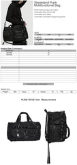 WT-511TCM Edgy Black Duffel with Rivet Punk Accessories Design