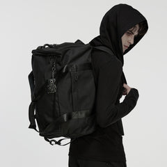 WT-511TCM Edgy Black Duffel with Rivet Punk Accessories Design
