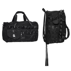 WT-511TCM Edgy Black Duffel with Rivet Punk Accessories Design