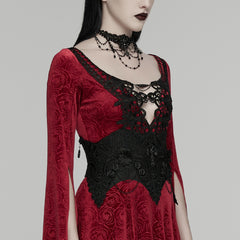 WS-882YDF Gothic Corset Embroidered Lace Chain Floral Design Bustier