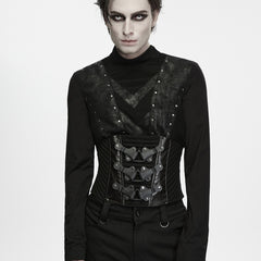 WS-947YDM Gothic Black Rivet Strap Punk Corset Top for Men