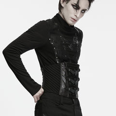 WS-947YDM Gothic Black Rivet Strap Punk Corset Top for Men