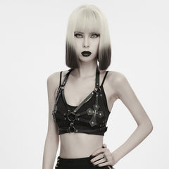 WS-964QTF Gothic Strappy Harness Top with Crosses Punk Accessories