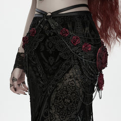 WS-986YDF Gothic Accessories High Waist Leather Shorts with Lace and Rose Details