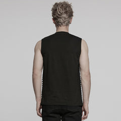 WT-1006BXM Edgy Mesh Gothic Punk Vests X-Design Black Top