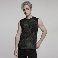 WT-1007BXM Edgy Punk Vests with Rivet Detailing and Chest Pocket Design