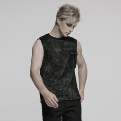 WT-1007BXM Edgy Punk Vests with Rivet Detailing and Chest Pocket Design