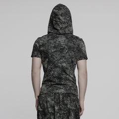 WT-1008DQM Edgy Hooded Punk T-Shirts with Buckle Strap Detailing