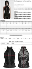 WT-1012TDF Gothic Shirts Black Halter Top Lace Detail Ruffled Design