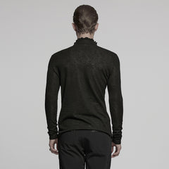 WT-1015TCM Gothic T-Shirts Lace-Up Embroidered Long Sleeve Top Men