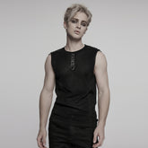 WT-1017BXM Edgy Black Punk Vests with Stud Accents for Men