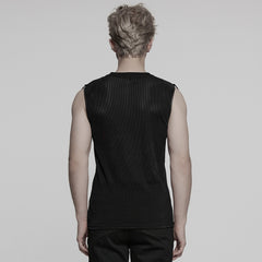 WT-1017BXM Edgy Black Punk Vests with Stud Accents for Men