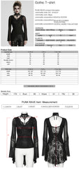 WT-1019TCF Gothic T-Shirts Lace Embroidered Sheer Sleeve Elegance Top