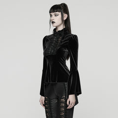 WT-1021TCF Gothic Jacket Victorian Velvet Lace Flared Sleeve Coat