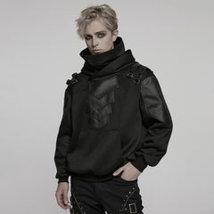 WT-1024WYM Rebel Punk Sweater Goth Harness Buckle Detail Hoodie