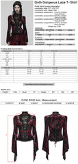 WT-1031TCF Velvet Lace Gothic Shirts Victorian Long Sleeve Top