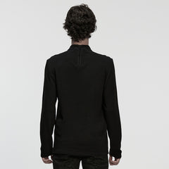 WT-1041TCM Vintage Gothic T-Shirts Dark Lace Shoulder Long Sleeve Top