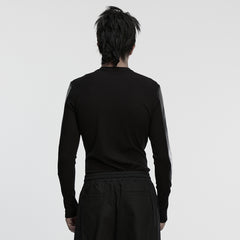 WT-1044TCM Edgy Punk T-Shirts with Leather Detail and Studded Accents