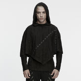 WT-1047TCM Gothic Hooded Punk T-Shirts with Rivet Accent Design